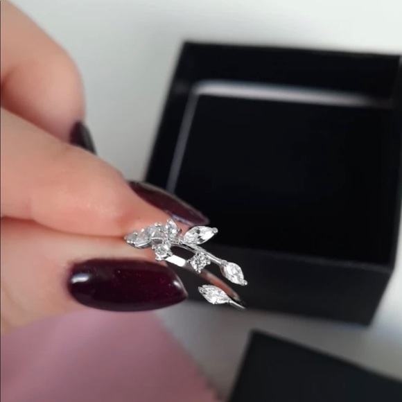 New 925 Sterling Silver Handmade Olive Leaf Open Ring - Picture 2 of 6